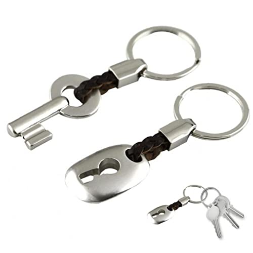 Hrippy Couple Porte-clés 2 Pièces Serrure Clé Porte-clés Mode Cuir Couple Porte-clés Cadeau pour Petits Amis Copines Cover