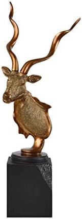 CHUNYU Elegante Cabeza de Antílope de Resina de La Vendimia Cornudo Tallado Artesanía Fina Oficina Decoraciones for El Hogar Regalo Estatuilla Escultura Arte