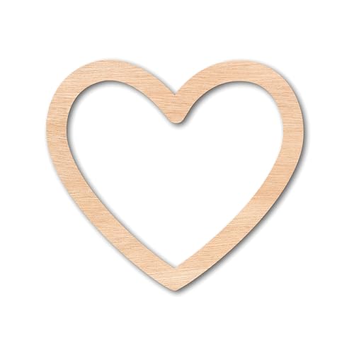 Unfinished Wood Heart Border Silhouette Hollow Heart