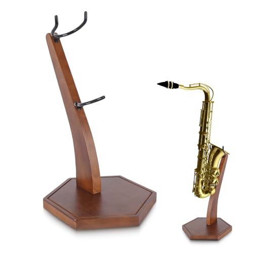 SoeKoa Saxophone Stand, Wooden Saxophone Stand Display for Alto Tenor Sax, Weighing Rhombus Base For...