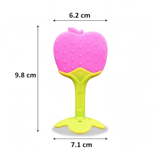 Image of Safe-O-Kid Pack of 1 BPA-Free Natural Silicone Fruit Teether for Babies - Freezer Safe, Soft & Textured Teething Toy for Newborns & Infants (Apple Design)