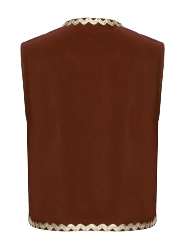 renvena Unisex Pirate Vest for Kids with Skull Bones Print Open Front Sleeveless Cardigan Waistcoat2