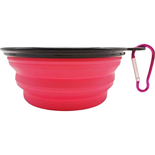 SERTYT ペット用食器 フードボウル フック付き 折り畳み式 餌入れ 水入れ シリコン ペットボウル ウォーターボウル エサ入れ 中【650ml】 ピンク