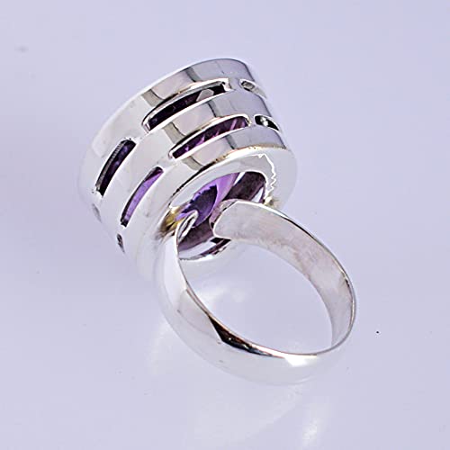 Plata de ley 0.925 ovalada Purple Amethyst joya unisex morada 6