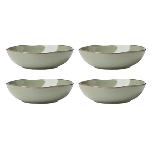 Oneida Organic Shades Sage Green Stoneware Pasta Bowl Set for 4 34.5oz