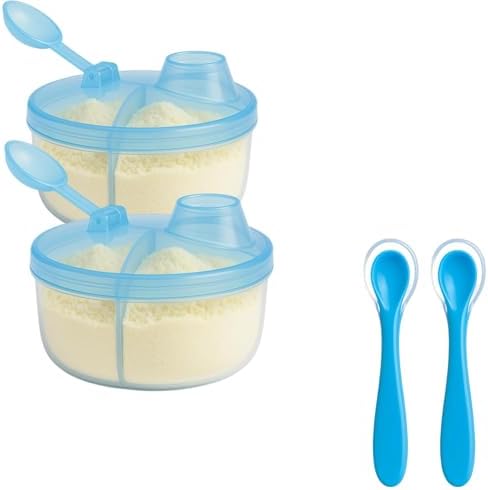 Kit 2 Pote de Leite em Pó para Bebê + 2 Colheres Ponta de Silicon...