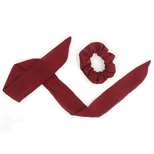 Hair Scrunchies Elastic Ties Chiffon Hair Ties Solid Color Bow Scrunchie Rubber Bands for Women's Ponytail Accessories (16 Colors)