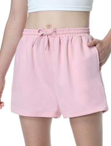 EXARUS 3 Pack Girls Plaid Shorts Sleep with Pockets Drawstring SweatShorts Elastic Waist Kids Wide Leg Summer2