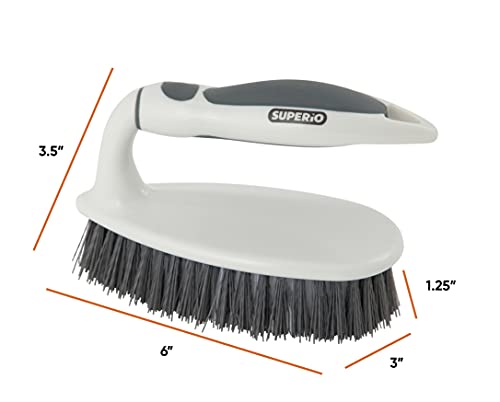 Superio Grout Brush, Dish Brush, Shower Scrubber Cleaning Brush, Stiff Bristles, Comfort Grip Handle, Grey Brush Cleaner For Kitchen, Bathroom, Shower, Sink, Toilet- Vegatable Brush, Carpet Scrubber #TOP1