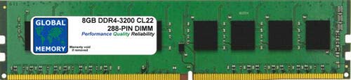 GLOBAL MEMORY 8Go DDR4 3200MHz PC4-25600 288-PIN DIMM MÉMOIRE RAM pour Ordinateurs DE Bureau/Cartes Meres