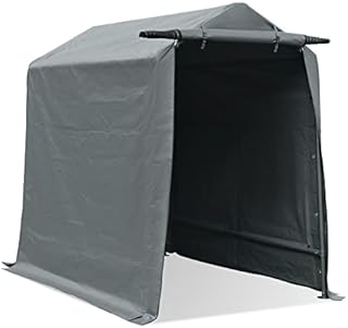 Gardesol Storage Shelter, 6x8 ft Portable Shed Outdoor Carport with Roll-up Zipper Door, Waterproof and UV Resistant Outdoor Storage Shed for Bike, ATV, Motorcycle Shelter, Gray