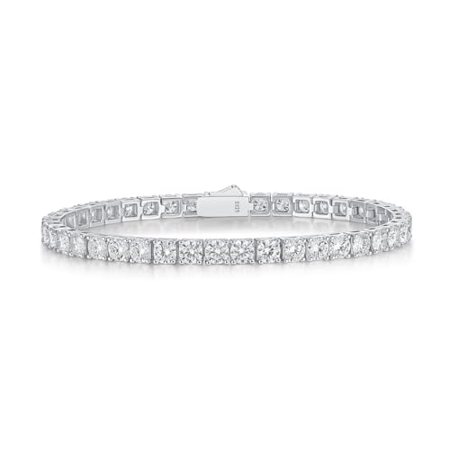 FANCIME Moissanite Tennis Bracelet 4.7-19 Carats 925 Sterling Silver Imitation Diamond Tennis Bracelet 3/4/5mm D Color VVS1 Round Cut Moissanite Bracelet for Women Men