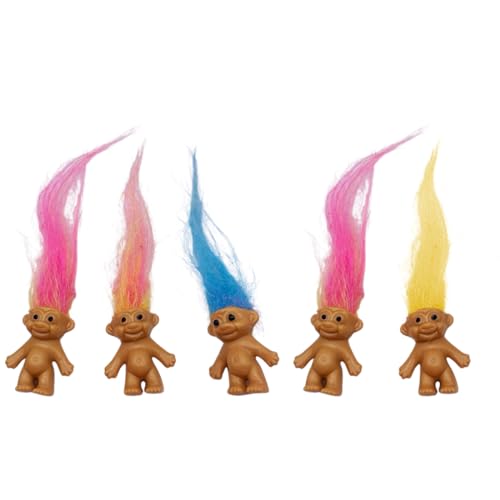 ZOKJSW 5pcs Mini muñecos Troll, PVC Vintage Trolls, muñeca Suerte, Mini Figuras de acción, 3cm, Adorable colección de Chicos Lindos, Proyecto Escolar, artesanías, favores del Partido