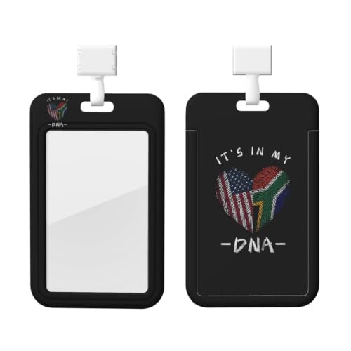 South Africa It's in My DNA South African USA Flag Eco-Friendly Abs Vertical Id Badge Holder Lanyard Strap Staff Offices8
