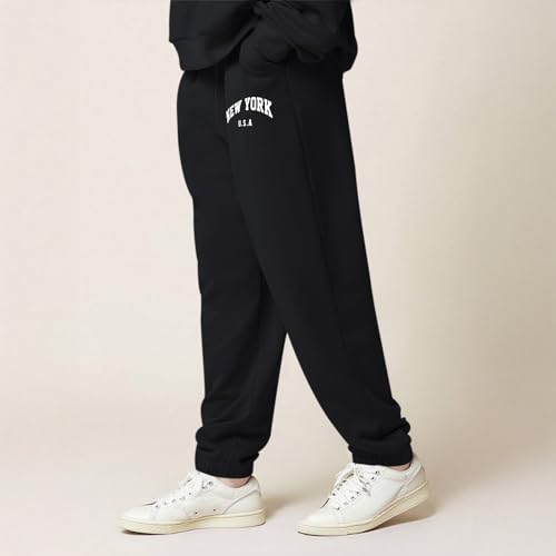 KEEVICI Cute Girls Graphic Sweatsuit 2 Piece Set New York USA Sweat Set Preppy Jogger Set Kids Cotton Letter Tracksuit3