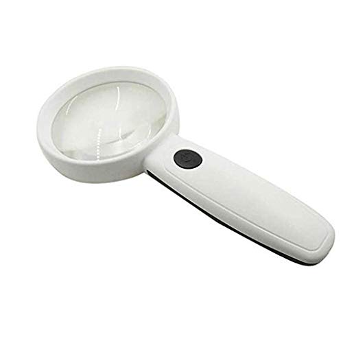 KJHTRED Lupa de mão, luz LED, lente de leitura, lupa de joalharia, cor branca, para idosos, leitura e manutenção
