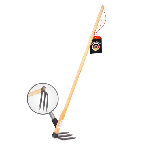 Karsthacke mit 3 Zinken - Geschmiedeter Stahl, 135cm langer Eschenholzstiel. Erleichtert die Gartenarbeit von SHW-FIRE