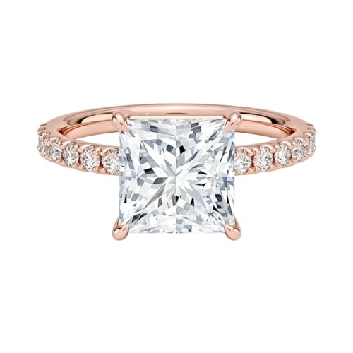2 Ct Princess Cut LAB GROWN Diamond Engagement Ring 14K Rose, 11