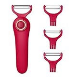 3-in-1 Electric Peeler | Auto Blade for Fruits/Vegetables | 3 Interchangeable Blades | Type-C Charging,Battery Capacity 1500 mAh | Kitchen, Travel, Camping