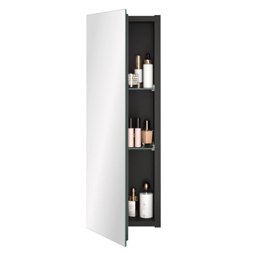 Spliceable Modular Bathroom Medicine Cabinet with Soft Close Doors with Glass on Both Sides, Reversible Wall Mounted Mirror (28" L x 10" W)