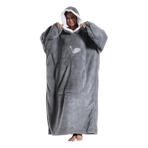 GoodtoU Wearable Blanket Hoodie For Women and Men - Oversized Hooded Blanket for Adults Fluffy Plush Blanket Sweatshirt Warm Cozy Gifts For Mom Light Grey Cover