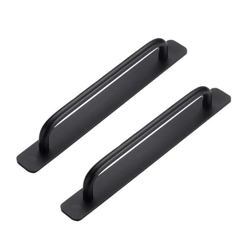 Funnytek 2 puxadores autocolantes para móveis, puxadores para móveis, puxadores de alumínio para armário, cozinha, porta de correr, porta da varanda, 212 mm, cor preta