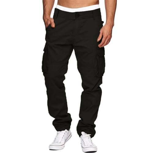 TOLOER Men's Cotton Cargo Pant Outdoor Sport Pants Multi-Pocket Casual Loose Fit