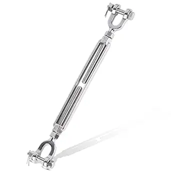 hannger Turnbuckle 3/8 M10 304 Stainless Steel Turnbuckle, 3200 lbs Working Load Limit, Jaw and Jaw Turnbuckle for Cable Wire Rope Tension, Shade Sail, Zip line Cable, Boat