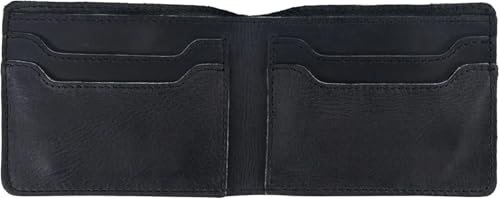 Retro Genuine Leather Bifold Wallet for Men Full Grain Leather Multiple Card Slots ID Window (Charcoal Black)4