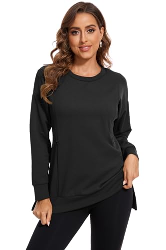 Image of Smallshow Women's Nursing Tops Sweatshirt Long Sleeve Side Split Breastfeeding Shirt