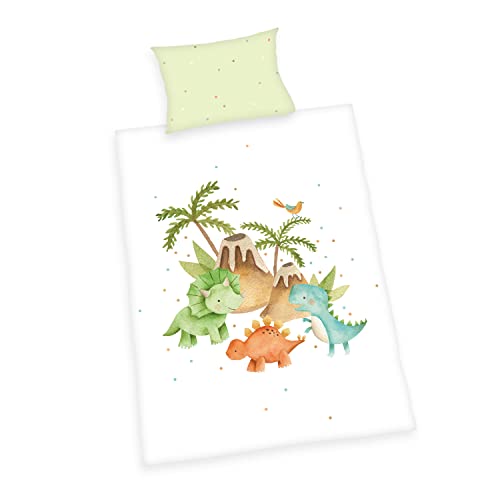 Dinos Bettwäsche'Made in Green', Kopfkissenbezug ca. 40x60 cm mit Hoteleinschlag, Bettbezug ca. 100x135 cm mit leichtläufigem...