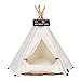 Scnbom Tipi para perros Tipi para mascotas Tipi casa con cojín (M:50X50X60CM,Blanco)