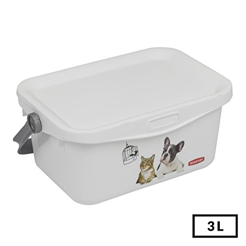 CURVER Leckerli- und Futterdose für Tiere, 3 l, Hund & Katze, 25,7 x 17,7 x 11,3 cm, Weiß