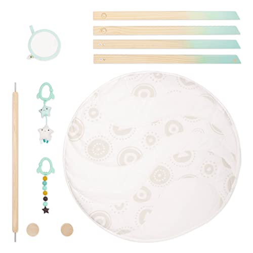 B. Toys – Wooden Baby Play Gym – Activity Mat – Starry Sky – 3 Hanging Sensory Toys – Organic Cotton – Natural Wood – Babies, Infants #TOP1