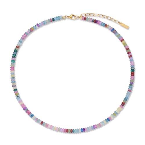 COAI Collar de Mujer de Cuentas Arcoíris de Colores, Collar Colorido de Mujer para el Verano