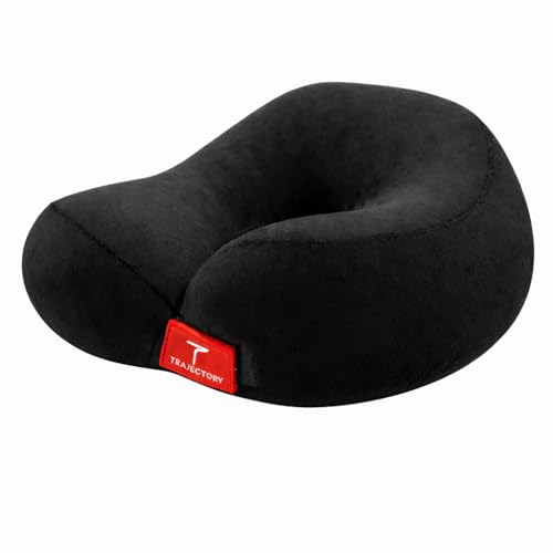Image of Trajectory Travel Neck Pillow for Travelling and Sleeping in Airplane Flight, Cab, Car, Train, Bus for Men and Women Black (As seen on Shark Tank)