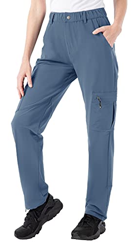 Rdruko Women's Waterproof Hiking Pants Lightweight Dry Fit Cargo Utility Pants With Pockets Blue X-Small #TOP2