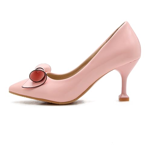 Women Stiletto Poinetd Toe Shoes Slip On Bows Party3