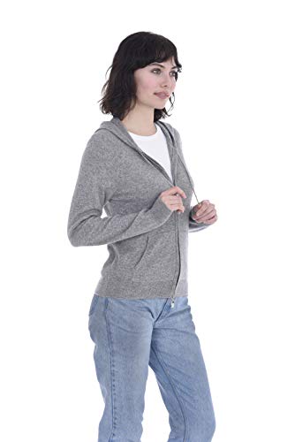 Cashmeren Women’s Full Zip Drawstring Hoodie with Pockets 100% Pure Cashmere Long Sleeve Zipped Down Sweater2