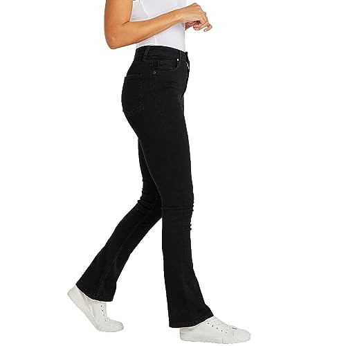 BGA Schützende Motorradhose Damen - Bikers Gear Australia Bootcut Damen Motorradhose Kevlar Jeans Verstärkte Hüft- und Kniesicherheit, Schwarz , M