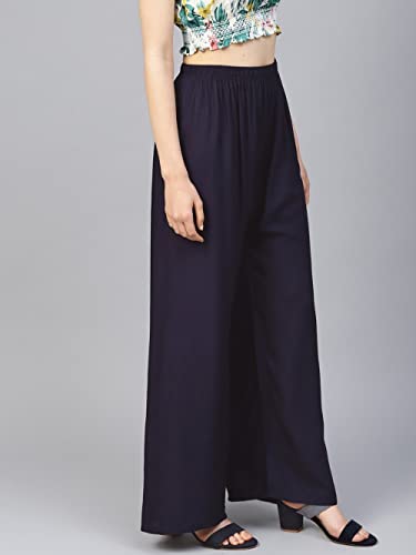 Image of Go Gazab - Stylish Women's Palazzo: Trendy Rayon Solid Color Ethnic Wear Palazzo