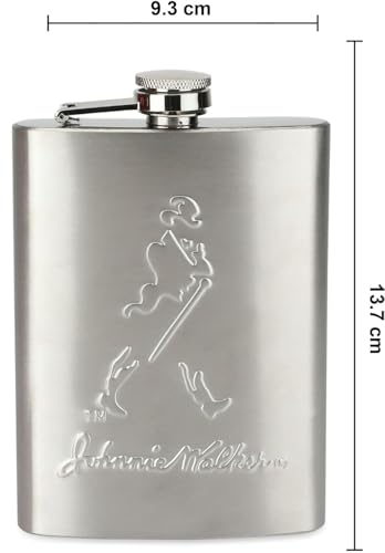 Image of Stainless Steel Hip Flask for Men & Women 8oz (236ml) - Whisky Flask Vodka Alcoholic Liquor Holder with Funnel Drinks Pocket Carrying Case - Leakproof Travel Flasks for Drinks, (Silver JW)