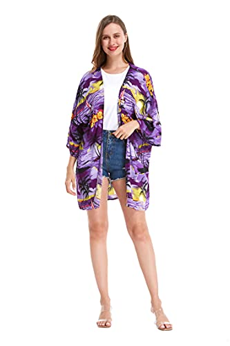 Image of Women's Hawaiian Open Front Kimono Top Signature Prints | Open Front Design; Lightweight Rayon; Signature Tropical Prints; Relaxed Fit; Resort Vacation Style