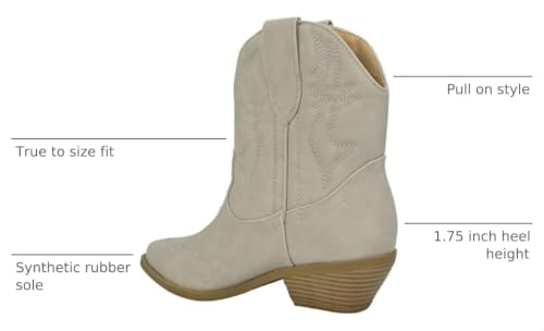 Image of Soda Women Cowgirl Cowboy Western Stitched Ankle Boots Pointed Toe Short Booties Rigging-S (Wide Fit Available)