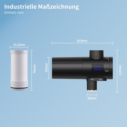 HOMELODY Wasserfilter Trinkwasser für Küche, entfernt Chlor, Schwermetalle & Kalk, verbessert den Geschmack, 12x Adapter, Blaulicht & 1 Filter enthalten, Wasserfilter Wasserhahn 3.0 mit LED-Anzeige