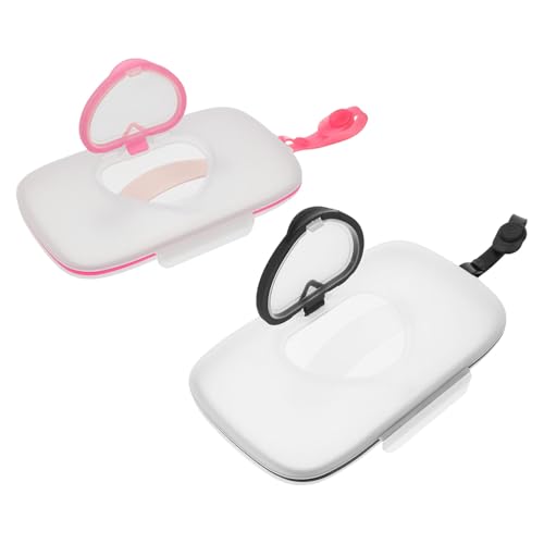 Porte-lingettes bébé portable x2 blanc et rose avec couvercle hermétique pour voyage