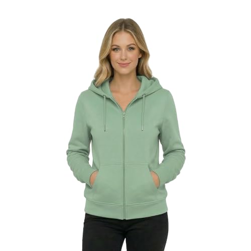 Image of HOODLIFE Women's Zip-Up Hoodie Sweatshirt - Soft Cotton Fleece Jacket with Hood, Full Zipper, Kangaroo Pocket, Casual Winter Hoodie for Women