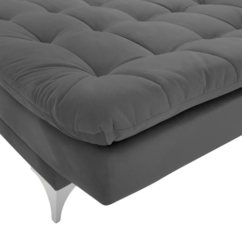 Image of Krancy Solid Wood 3 Seater Sofa Cum Bed with Ottomon | Convertible Wooden Couch for Living Room, Home & Office | Modern Designer Furniture | 1 Year Warranty | Dark Grey Color