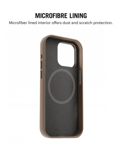 Image of DailyObjects Leatherite Case for iPhone 15 Pro Max Compatible with MagSafe Wireless Charging | Black-Beige Hybrid Magnetic Back Cover