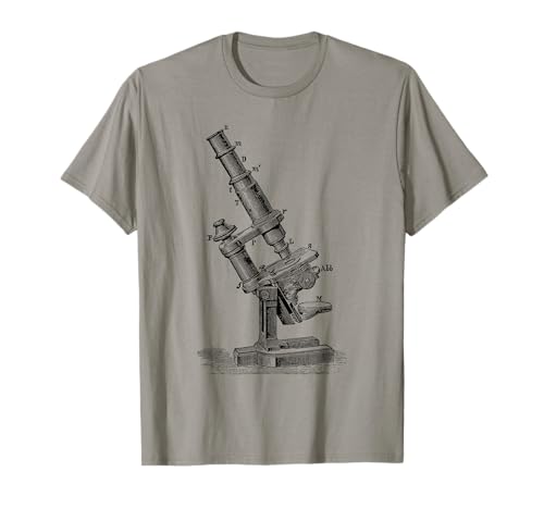 Vintage Microscope Science Retro Illustration Minimalist T-Shirt